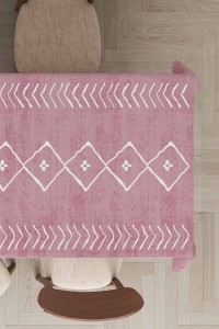 Pembe Etnik Desen Moroccan Leke Tutmaz Masa Örtüsü MSO194 Pembe Etnik Desen Moroccan Leke Tutmaz Masa Örtüsü MSO194