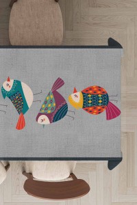 Gri Kuş Desenli Dokuma Leke Tutmaz Masa Örtüsü MSO209 Gri Kuş Desenli Dokuma Leke Tutmaz Masa Örtüsü MSO209