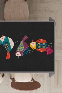 Siyah Kuşlu Desen Dokuma Leke Tutmaz Masa Örtüsü MSO211 Siyah Kuşlu Desen Dokuma Leke Tutmaz Masa Örtüsü MSO211