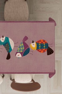 Pembe Kuş Motifli Dokuma Leke Tutmaz Masa Örtüsü MSO213 Pembe Kuş Motifli Dokuma Leke Tutmaz Masa Örtüsü MSO213