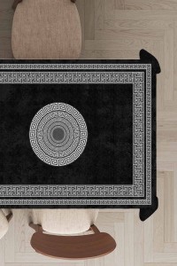 Siyah Çerçeveli Dokuma Leke Tutmaz Masa Örtüsü MSO232 Siyah Çerçeveli Dokuma Leke Tutmaz Masa Örtüsü MSO232