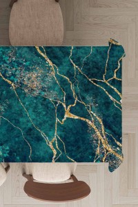 Yeşil Mermer Görünümlü Dokuma Leke Tutmaz Masa Örtüsü MSO262 Yeşil Mermer Görünümlü Dokuma Leke Tutmaz Masa Örtüsü MSO262