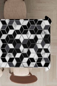 Siyah Petek Desenli Dokuma Leke Tutmaz Masa Örtüsü MSO271 Siyah Petek Desenli Dokuma Leke Tutmaz Masa Örtüsü MSO271