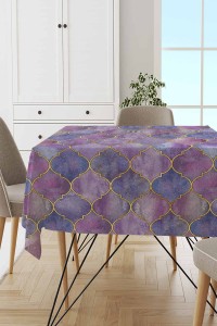 Mor Etnik Fas Desen Dokuma Leke Tutmaz Masa Örtüsü MSO273 Mor Etnik Fas Desen Dokuma Leke Tutmaz Masa Örtüsü MSO273