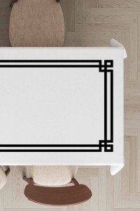 Beyaz Çerçeveli Dokuma Leke Tutmaz Masa Örtüsü MSO276 Beyaz Çerçeveli Dokuma Leke Tutmaz Masa Örtüsü MSO276