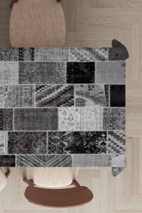 Gri Patchwork Desenli Dokuma Leke Tutmaz Masa Örtüsü MSO292 Gri Patchwork Desenli Dokuma Leke Tutmaz Masa Örtüsü MSO292