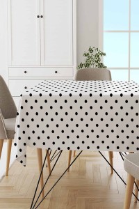 Beyaz Puantiyeli Dokuma Leke Tutmaz Masa Örtüsü MSO299 Beyaz Puantiyeli Dokuma Leke Tutmaz Masa Örtüsü MSO299