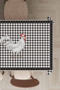 Gri Horoz Hayvan Temalı Leke Tutmaz Masa Örtüsü MSO306 Gri Horoz Hayvan Temalı Leke Tutmaz Masa Örtüsü MSO306