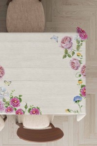 Ekru Çiçek Desenli Dokuma Leke Tutmaz Masa Örtüsü MSO315 Ekru Çiçek Desenli Dokuma Leke Tutmaz Masa Örtüsü MSO315