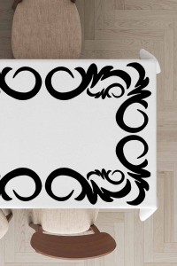 Beyaz Çerçeveli Dokuma Leke Tutmaz Masa Örtüsü MSO317 Beyaz Çerçeveli Dokuma Leke Tutmaz Masa Örtüsü MSO317