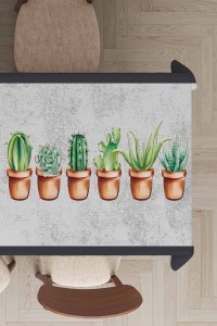 Gri Kaktüs Desenli Dokuma Leke Tutmaz Masa Örtüsü MSO335 Gri Kaktüs Desenli Dokuma Leke Tutmaz Masa Örtüsü MSO335