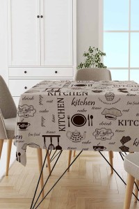 Kahve Mutfak Temalı Dokuma Leke Tutmaz Masa Örtüsü MSO337 Kahve Mutfak Temalı Dokuma Leke Tutmaz Masa Örtüsü MSO337