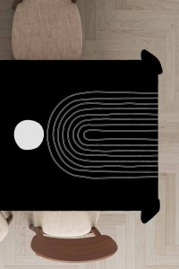 Siyah Modern Desenli Dokuma Leke Tutmaz Masa Örtüsü MSO368 Siyah Modern Desenli Dokuma Leke Tutmaz Masa Örtüsü MSO368