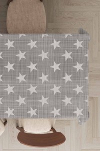 Gri Yıldızlı Dokuma Leke Tutmaz Masa Örtüsü MSO369 Gri Yıldızlı Dokuma Leke Tutmaz Masa Örtüsü MSO369
