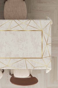 Gold Çerçeveli Dokuma Leke Tutmaz Masa Örtüsü MSO375 Gold Çerçeveli Dokuma Leke Tutmaz Masa Örtüsü MSO375