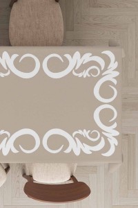 Bej Çerçeveli Dokuma Leke Tutmaz Masa Örtüsü MSO386 Bej Çerçeveli Dokuma Leke Tutmaz Masa Örtüsü MSO386