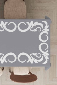 Gri Çerçeveli Dokuma Leke Tutmaz Masa Örtüsü MSO387 Gri Çerçeveli Dokuma Leke Tutmaz Masa Örtüsü MSO387