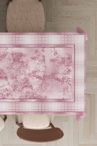 Pembe Çerçeveli Dokuma Leke Tutmaz Masa Örtüsü MSO400 Pembe Çerçeveli Dokuma Leke Tutmaz Masa Örtüsü MSO400