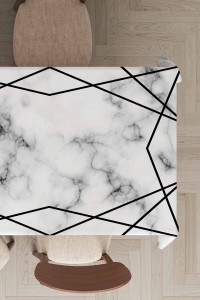 Siyah Prizma Desen Dokuma Leke Tutmaz Masa Örtüsü MSO421 Siyah Prizma Desen Dokuma Leke Tutmaz Masa Örtüsü MSO421