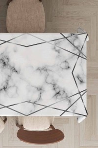 Silver Prizma Desen Dokuma Leke Tutmaz Masa Örtüsü MSO422 Silver Prizma Desen Dokuma Leke Tutmaz Masa Örtüsü MSO422