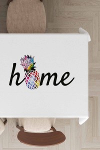 Beyaz Mutfak Temalı Dokuma Leke Tutmaz Masa Örtüsü MSO427 Beyaz Mutfak Temalı Dokuma Leke Tutmaz Masa Örtüsü MSO427