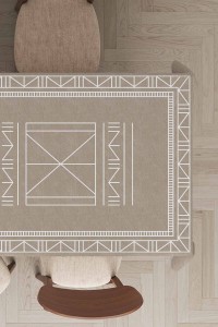 Bej Etnik Desenli Dokuma Leke Tutmaz Masa Örtüsü MSO430 Bej Etnik Desenli Dokuma Leke Tutmaz Masa Örtüsü MSO430