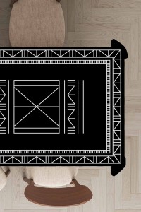 Siyah Etnik Desenli Dokuma Leke Tutmaz Masa Örtüsü MSO431 Siyah Etnik Desenli Dokuma Leke Tutmaz Masa Örtüsü MSO431