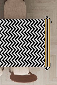 Siyah Zigzag Desenli Dokuma Leke Tutmaz Masa Örtüsü MSO433 Siyah Zigzag Desenli Dokuma Leke Tutmaz Masa Örtüsü MSO433
