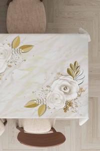 Gold Çiçek Desenli Dokuma Leke Tutmaz Masa Örtüsü MSO437 Gold Çiçek Desenli Dokuma Leke Tutmaz Masa Örtüsü MSO437