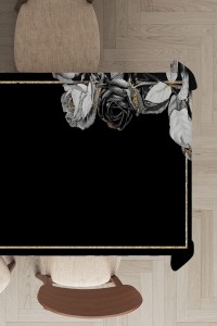 Siyah Çiçek Desenli Dokuma Leke Tutmaz Masa Örtüsü MSO447 Siyah Çiçek Desenli Dokuma Leke Tutmaz Masa Örtüsü MSO447