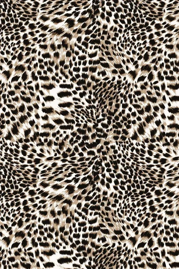 Yemek Masasi Ortusu Takimi Bej Leopar Desen Dokuma Leke Tutmaz Masa Örtüsü MSO050
