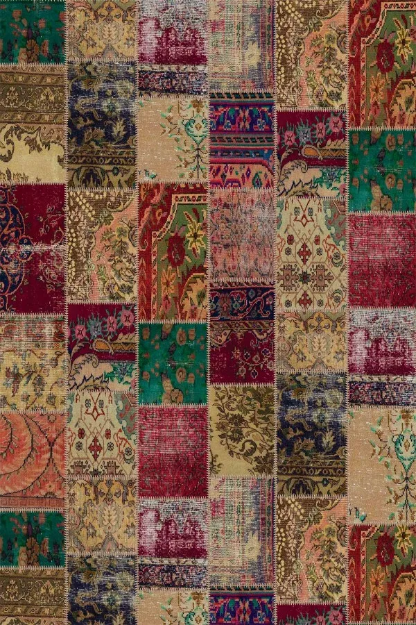 Yemek Masası Örtüsü Modelleri Çok Renkli Patchwork Dokuma Leke Tutmaz Masa Örtüsü MSO293