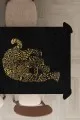 Cam Masa Koruyucu Gold Leopar Desenli Dokuma Leke Tutmaz Masa Örtüsü MSO355