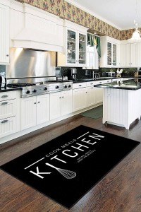 Siyah Kaymaz Tabanlı Kitchen Yazılı Mutfak Halısı AR019 Siyah Kaymaz Tabanlı Kitchen Yazılı Mutfak Halısı AR019
