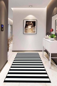 Siyah Kaymaz Tabanlı Yıkanabilir Çizgili Mutfak Halısı AR096 Siyah Kaymaz Tabanlı Yıkanabilir Çizgili Mutfak Halısı AR096