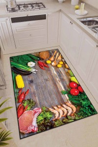 Renkli Kaymaz Taban Yıkanabilir Meyveli Mutfak Halısı AR1038 Renkli Kaymaz Taban Yıkanabilir Meyveli Mutfak Halısı AR1038