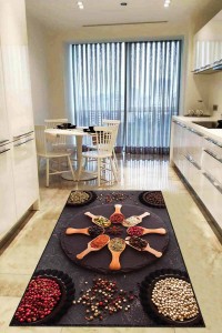 Renkli Kaymaz Taban 3D Baharat Desenli Mutfak Halısı AR1041 Renkli Kaymaz Taban 3D Baharat Desenli Mutfak Halısı AR1041