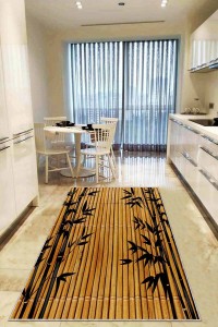 Bej Kaymaz Taban Yıkanan Bambu Görünüm Mutfak Halısı AR1056 Bej Kaymaz Taban Yıkanan Bambu Görünüm Mutfak Halısı AR1056