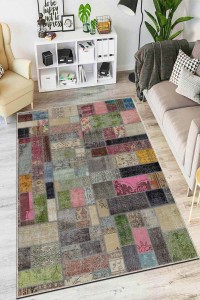 Renkli Kaymaz Tabanlı Yıkanır Patchwork Mutfak Halısı AR1061 Renkli Kaymaz Tabanlı Yıkanır Patchwork Mutfak Halısı AR1061