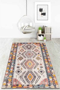 Çok Renkli Kaymaz Tabanlı Etnik Desenli Mutfak Halısı AR1062 Çok Renkli Kaymaz Tabanlı Etnik Desenli Mutfak Halısı AR1062