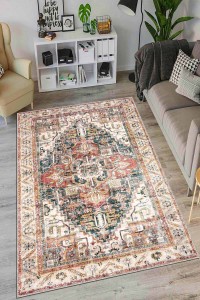 Çok Renkli Kaymaz Tabanlı Etnik Desenli Mutfak Halısı AR1067 Çok Renkli Kaymaz Tabanlı Etnik Desenli Mutfak Halısı AR1067