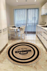 Bej Kaymaz Taban Hasır Görünüm Yuvarlak Mutfak Halısı AR1072 Bej Kaymaz Taban Hasır Görünüm Yuvarlak Mutfak Halısı AR1072