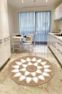 Bej Kaymaz Taban Hasır Görünüm Yuvarlak Mutfak Halısı AR1077 Bej Kaymaz Taban Hasır Görünüm Yuvarlak Mutfak Halısı AR1077