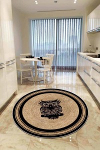 Bej Kaymaz Taban Hasır Görünüm Yuvarlak Mutfak Halısı AR1079 Bej Kaymaz Taban Hasır Görünüm Yuvarlak Mutfak Halısı AR1079