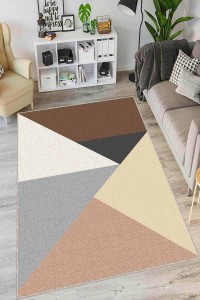 Bej Kaymaz Tabanlı Geometrik Desenli Mutfak Halısı AR1102 Bej Kaymaz Tabanlı Geometrik Desenli Mutfak Halısı AR1102