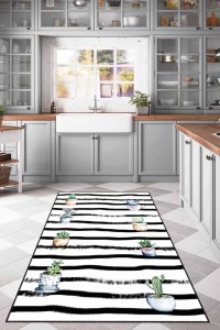 Yeşil Kaymaz Tabanlı Kaktüs Desenli Mutfak Halısı AR1117 Yeşil Kaymaz Tabanlı Kaktüs Desenli Mutfak Halısı AR1117