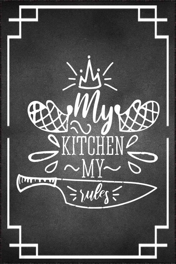 Siyah Kaymaz Taban My Kitchen My Rules Mutfak Halısı AR1125