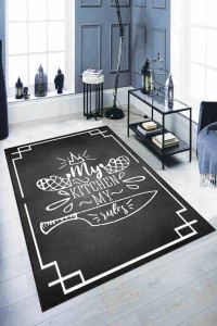 Siyah Kaymaz Taban My Kitchen My Rules Mutfak Halısı AR1125 Siyah Kaymaz Taban My Kitchen My Rules Mutfak Halısı AR1125