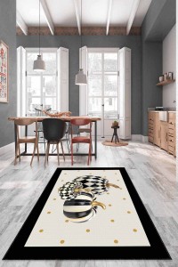 Kemik Kaymaz Tabanlı Bal Kabağı Desenli Mutfak Halısı AR1137 Kemik Kaymaz Tabanlı Bal Kabağı Desenli Mutfak Halısı AR1137