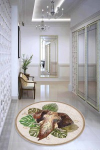 Bej Kaymaz Taban Yıkanır Filli Yuvarlak Mutfak Halısı AR1218 Bej Kaymaz Taban Yıkanır Filli Yuvarlak Mutfak Halısı AR1218